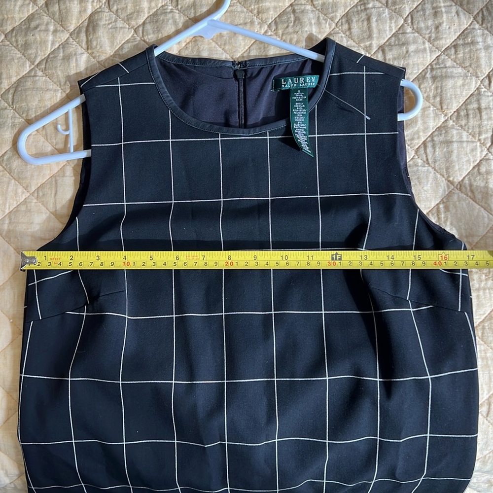 NWOT Ralph Lauren Sleeveless Sheath Windowpane Plaid Lined Black White Size 4 - Picture 6 of 6